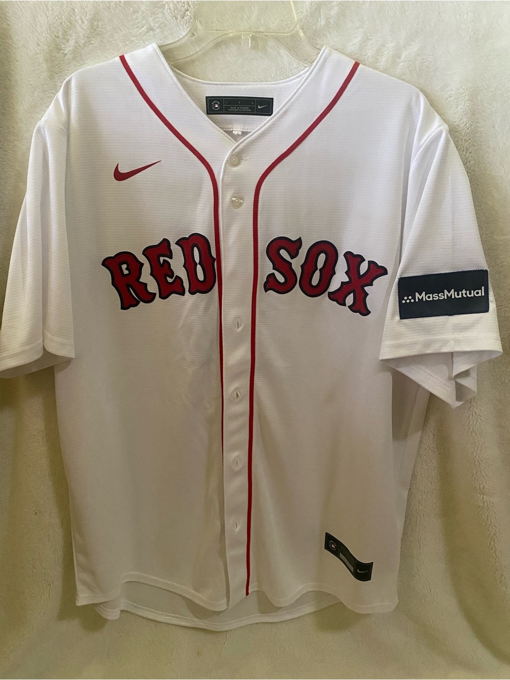 LG White Red Trim Baseball Jersey